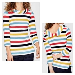 Boden Striped Sarah Ottoman Top Peter Pan Collar 2